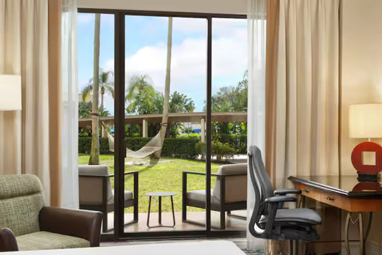 Hilton Orlando Lake Buena Vista Patio Rooms across from Disney Springs